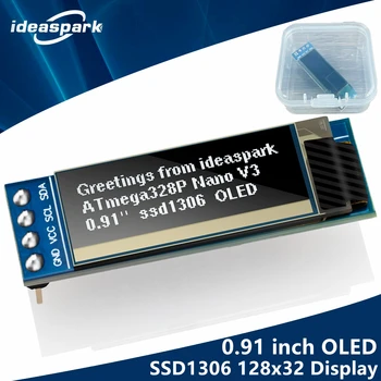 0,91 Inča OLED LCD Zaslon Modul 128x32 4Pin SSD1306 Vozač PŠENICA I2C Serijski Ekran DC 3,3 v ac 5 v za Arduino (kontakti lemljeni)