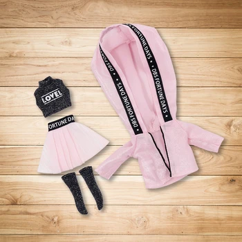1/6 lutka ICY Blyth ima jaknu, suknju, top, čarape, roza odijelo od četiri predmeta za slanje kvalitetan poklon odjeće