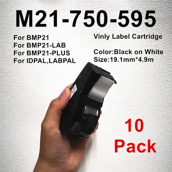 1 ~ 10 paketića Vinil traka za oznake M21 750 595 mac. crno Na bijelo za BMP21-PLUS, BMP21-LAB Film Za patrone s oznakama za pisače 19,1 mm * 6,4 m