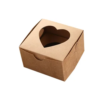10 KOM. Smeđa Bijela Kutija za Jelo Od Kraft-Papir s Prozirnim Prozorom, Kutija za Keks, Kutija za Krekeri za Pakiranje Muffins, Pakiranje Kutija za Božićni domjenak
