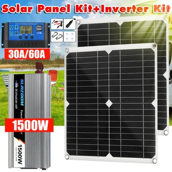 100 W Solarni Panel + 1500 W Inverter + 30/60A Kontroler Kit Fleksibilni Solarni Punjač Ploča Modul za RV Brod Kabina Kuće Kamp