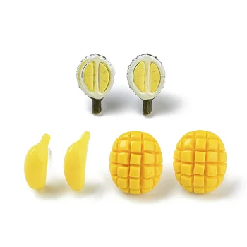 10ШТ 925 Srebro Mango Voće Durian je Džoker Boja Akrilna okrugli Smola Uho Pin DIY Naušnice Ukras Materijal Pribor