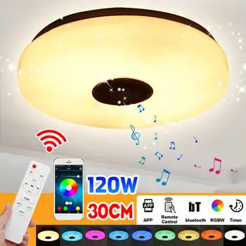 120 W Inteligentno Upravljanje Moderan RGB Led Stropna Svjetiljka s Bluetooth Glazbeni Zvučnikom Zatamnjen RGB Promjena Boje Daljinsko Upravljanje Aplikacijom
