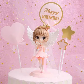 13 CM Pink Anime Kartica Lopov SAKURA Lutka Model Ukras Torta igračke Zbirka Dar