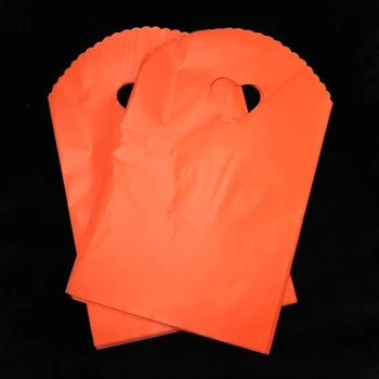 13x21 cm, Narančasto Plastičnu vrećicu 50 kom./lot, nakit, privjesci, Pakiranje, Poklon torba, Slatka Plastične Torbe Za Kupovinu s ručkom