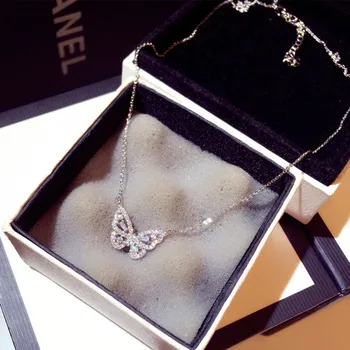 14k Moda Leptir Dijamanti, Dragulji Privjesak 14 K Zlatne Ogrlice za Žene Djevojka Bijelo-Zlatne Boje Ogrlice Nakit Večernje Pokloni