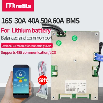 16S litij-ionska baterija 60V BMS Podrška za Bluetooth ravnotežu smart UART/485 30A 40A 50A 60A Li-ion naknada za zaštitu litij baterija