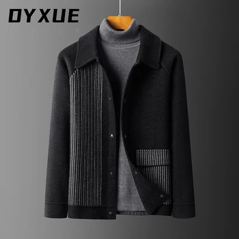 2021 dizajnerski brand, korejski jesensko-zimsko novi kaput, muška moda poslovna jakna za odmor, muško vune kaput prugama
