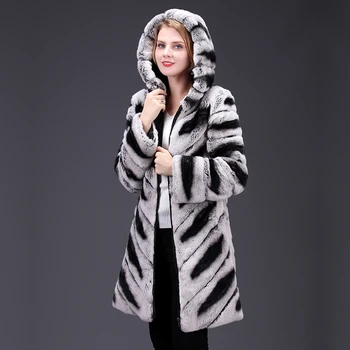 2021 nova proljetna kaput od krzna zeca Rex, jakna s kapuljačom, moderan ženski kaput od krzna, masti toplo krzno, ulični stil