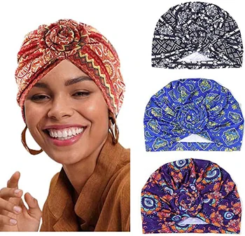 2021 Proljeće Novi Stil Muslimanska šešir Moda Vrtloženje cvjetni povez na glavi šešir ženski prsten s turbanom kape afrički ženski s turbanom