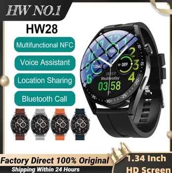2022 Novi Pametni Sat HW28 NFC Smartwatch Gospodo 1,39-Inčni HD Ekran Glasovni Asistent Bluetooth Poziv Kalorija PK Huawei GTR 3