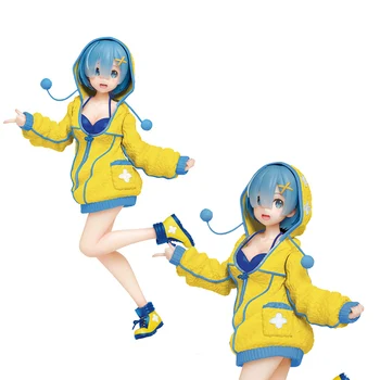 22 cm Rem Anime Lik RE: Život od nule u nekom Drugom svijetu Žuta Krzneni majica sa kapuljačom Slatka Model PVC Lutka Statički Igračke