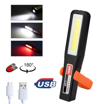3 Načina Bijela i Crvena COB Svjetiljka za Kampiranje Štand Šator Svjetlo Lanterna Magnet USB Punjiva automobila popravak Radna lampa Ugrađena Baterija