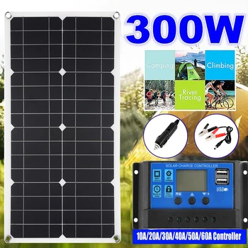 300 W Prijenosni Solarni Panel Kit 18 v/5 Dual USB Punjač Priključak s 30A/60A Kontroler Punjenja Od Mreže Монокристаллический Modul