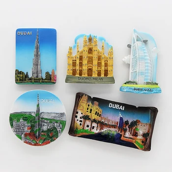 3D magneti za hladnjak Dubai jedrenje Hotel suvenir magnetska pasta za hladnjak ukras kuće Zbirka arhitekture Dubai Pokloni