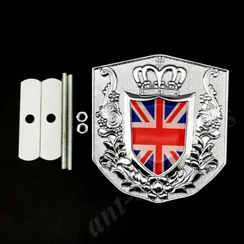 3D Metal Union Jack Zastava Uk Royal Crown VIP Auto Prednja Rešetka Amblem Ikonu