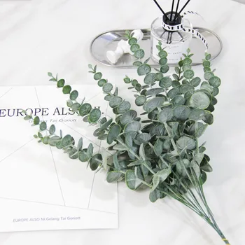 50 Kom Lažni Biljke Plastični Listovi Eukaliptusa Cvjetni Pribor za Vjenčanje Cvijet Zidni Ukras Kuće Zelje List Dekor