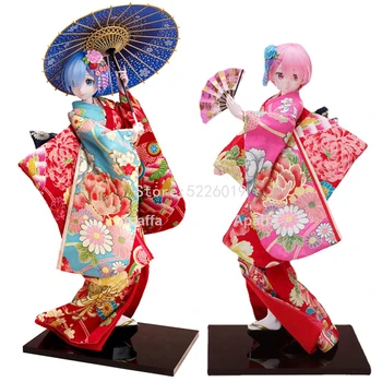 51 cm Re: Život s nula početka u nekom drugom svijetu Anime Lik Ram Figurica Kimono 1/4 Skala Rem Ram Figurica za Odrasle Model Lutke