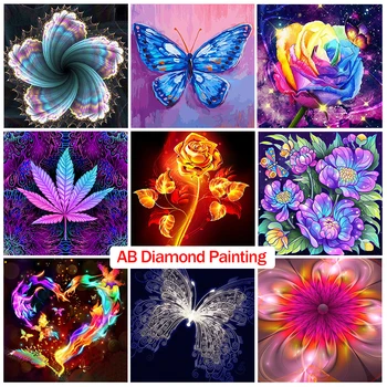 5D DIY Ab Diamond Slikarstvo Cvijeće se Šareni Leptir Diamond Vez Skup Ruža Puna Okrugli Diamond Mozaik Ukras Kuće Poklon