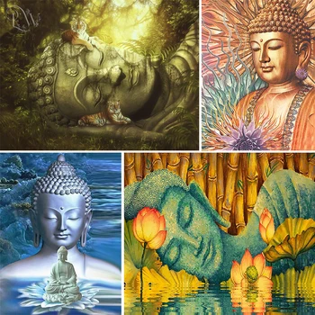 5D DIY Pun Trg/Okrugli Diamond Slika Buda Sleeping Buddha Religija Portret Vez Križić Ukras Kuće Mozaik Budizam