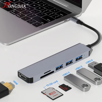 6 u 1 USB C Hub Type C do 4 K * 2 K HDMI USB 3,0 2,0 TF SD Adapter Za Čitač Kartica Za Ipad, Macbook Pro Pribor Za Tablet PC