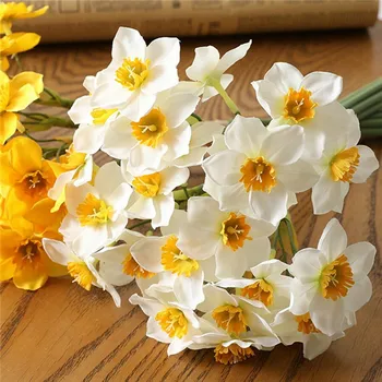 6PCS Umjetni Buket Cvijeća Narcissa Ukras Kuće Lažni Društvene Lažni Cvijeće Dekoracija Svadbene Scene Narcis Cvijeće Decor