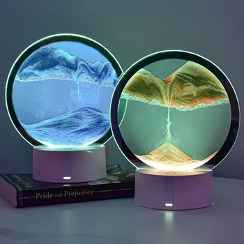 7 Boja Živi Pijesak Pješčani Sat Svjetlo 3D Prirodni Krajolik Kreativni noćno svjetlo Ukras za Dom Savršen Poklon za Kućni Ured Škole