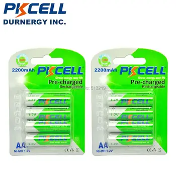 8 kom./2 kartice PKCELL 1,2 AA baterija baterija baterija baterija Baterija NI-MH baterija 2200 mah Punjive Baterije od Niskog Samopražnjenja za Kamere