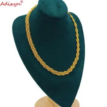 Adixyn Novi 50 + 5 cm Ogrlica Ručno Zlatne Boje Modni Nakit Afrička Etiopski Lanac za Žene i Muškarce N10275