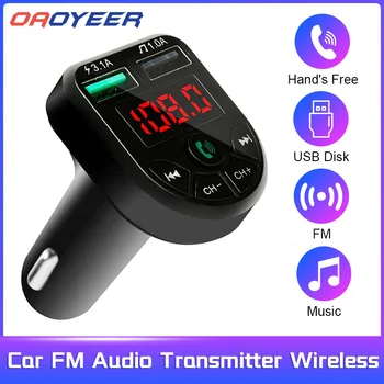 Auto FM odašiljač koji je Kompatibilan s Bluetooth 5.0, Bežični Hands-free, Auto Аудиоприемник, MP3 player, Brzi Punjač s dva USB uređaje, Pribor