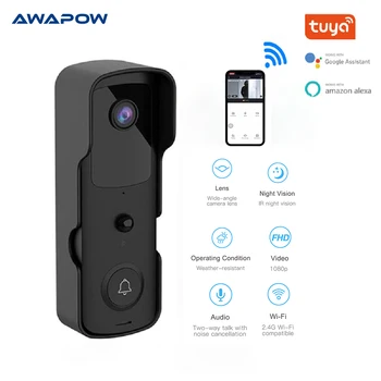 Awapow Smart Tuya Video Zvono na Vratima Wi-Fi Spojen Na Fotoaparat, video Nadzor HD Night Vision Sliku Zvono na Vratima Sigurnosni Sustav