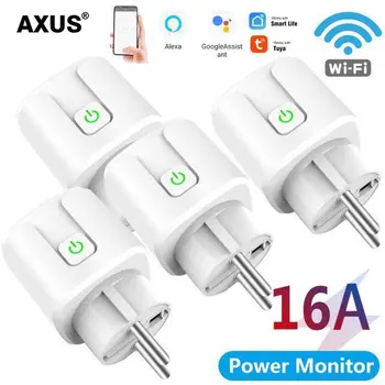 AXUS Tuya WiFi Smart Plug Adapter Bežični Daljinski Glasovnog Upravljanja Snaga Monitor Timer Utičnica za Google Home Alexa 16A AC100-220V