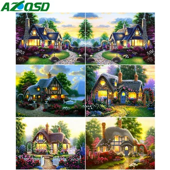 AZQSD 5d Diamond Slikarstvo Nove akvizicije Kuća Poklon Ručni Rad Diamond Vez Vrt Krajolik Mozaik Ukras Kuće