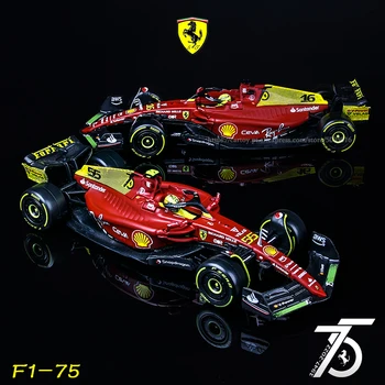 Bburago 1:43 2022 F1 Ferrari F1-75 75-godišnjicu 16 #Леклерк 55 # Sainz Model automobila Formule 1 Sa Kacigu Akril Kutija Легкосплавный Automobil