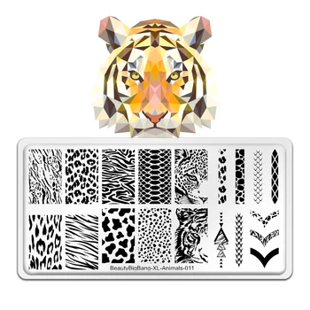 Beautybigbang Ploča Za Utiskivanje Nokte Tiger Gepard Tigar Životinje 011 DIY Sliku Predložak Za Dizajn Noktiju Od Nehrđajućeg Čelika Matrica