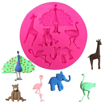 Besplatna dostava paun flamingo žirafa ili slon medvjed noj čokoladni kolač dekoracije DIY alata fondan silikonski kalup T0387