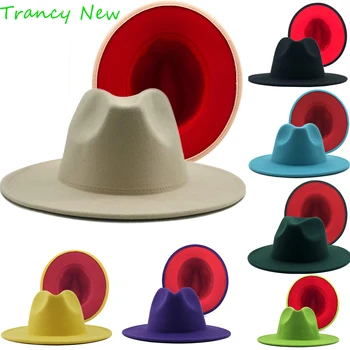bež crvena фетровая šešir sa širokim poljima, Panama, фетровая šešir za muškarce, jazz šešir, religijska gornja kapu, britanski ženski osjetio kape za muškarce šešir ženska