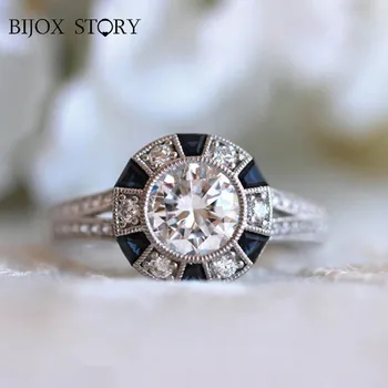 BIJOX STORY elegantan nakit, prsten od srebra 925 sterling za žene s сапфиром, kubični cirkon, dragim kamenjem, modni prsten, dar za svadbene zurke, veličine 5-12