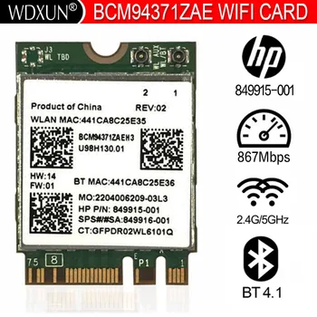 Broadcom BCM94371ZAE BCM4371 802.11 AC NGFF M. 2 867 Mbit/S Wi-Fi Bluetooth 4.1 Kombo SPS 849915-001 Bežična mrežna kartica, wifi