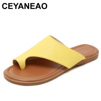 CEYANEAO/Ljetne Sandale Od prave kože; Godišnja ženska obuća; Japanke Za korekciju figure; udobne dnevne cipele ravnim cipelama