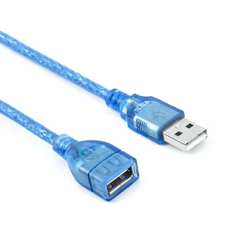 Cijeli bakar 0.3/0.5/1/ 1.5/3/5/10 Metara Prozirne Plave USB Produžni Kabel Za Prijenos Podataka USB2.0 Od muškaraca i Žena