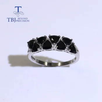 Crni spinel prirodni trl 4,0 mm prstenje s dragim kamenjem 925 sterling srebra klasični dizajn za ženske modne fin nakit