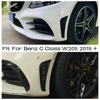 Crno/Od Karbonskih vlakana Izgled Prednjeg Branika Cjepidlaka Spojler Poklopac Završiti Vanjske Dijelove Za Mercedes-Benz C Class W205 2019-2021