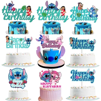 Disney Lilo & Stitch Premium Brilliant Topper za Tortu Sretan Rođendan, Torta Dekoracija za Dječji Rođendan, Dječji Tuš, Pribor za Tortu
