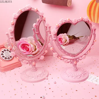 Draga Roza Djevojka U Obliku Srca U Obliku Ljubavi Ručno Princeza Stolno Ogledalo Mjesec Figurica DIY Šminka Туалетное ogledalo za Žene