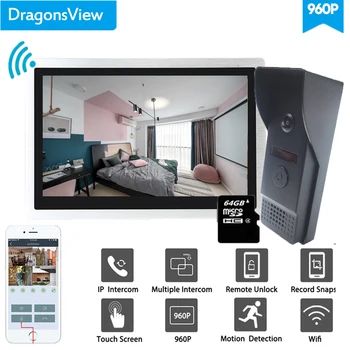 Dragonsview WiFi video interfon Sustav 10 Inča Bežični IP Zvono na Vratima Skladište Pametan Android ISO Praćenje Mobilnog Telefona 960P