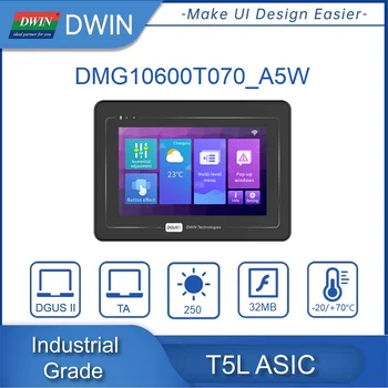 DWIN 4,3 '5 '7 '10,1' Industrijske klase sa zaslona osjetljivog na dodir u obliku školjke Serijski TFT LCD zaslon HMI Prikaz RS232/RS485 DMG10600T070_A5W