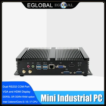 Eglobal Winows Core i7-10510U i3 4005U 2 RS232 COM 7 USB Računar Linux Fanless Industrijsko Mini PC HD VGA Dual Display