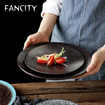 FANCITY japanski stil prugasta disk posuđe za kućanstvo tanjuri poslovni posuđe blagovaona tanjuri personalizirane restoran kreativni