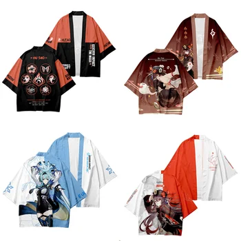 Genshin Impact 3D Ispis Japanska Kimona Хаори Юката Cosplay Ženske/Muške Modne Ljetne Košulje-Kimono Kratkih Rukava Vanjska Odjeća